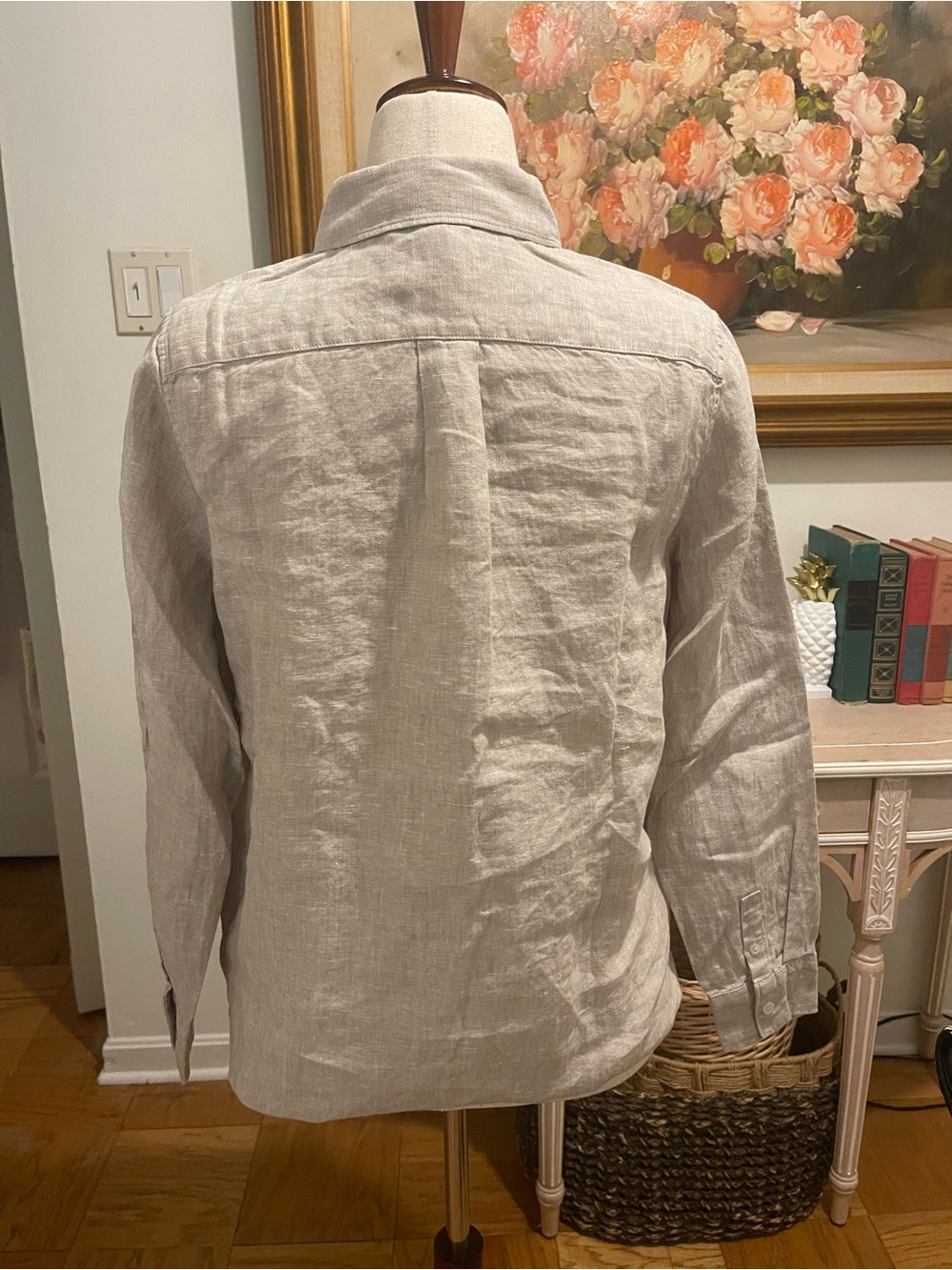 NWT Quince 100% European Linen Button Front Shirt Medium Oatmeal Long Sleeve - Picture 2 of 3